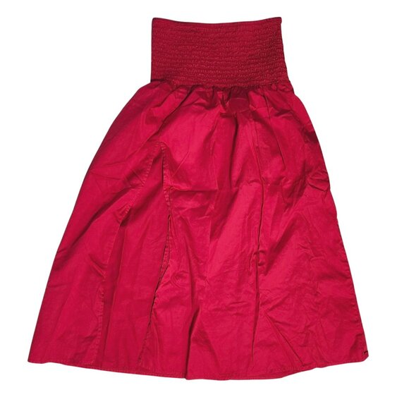 Wild Fable Women’s Medium Smocked Waist Midi Skirt Cherry Red Side Slit - Picture 3 of 7